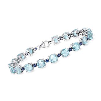 Ross-Simons Sky Blue Topaz and Sapphire Tennis Bracelet in Sterling Silver