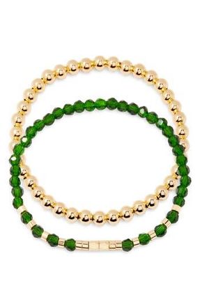 Brook & York Makenna Set of 2 Birthstone Beaded Stretch Bracelets in Gold at Nordstrom Rack