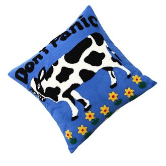 OEM Funda De Coj&iacute;n Con Dise&ntilde;os De Animales: Vaca Con Floretes