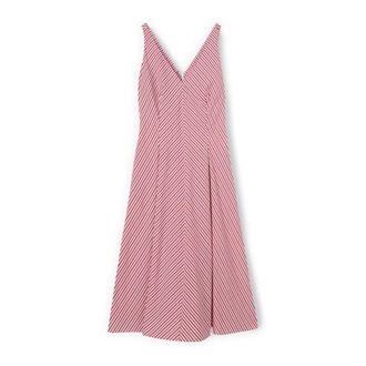 Motivi A-lijn Gestreept Poplin Jurk - Dames - Feestkleedjes - Rood - 2XS - Katoen - Kleedjes