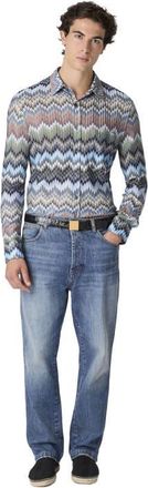 Missoni Long-sleeved Viscose Chevron Shirt With Snake Pattern in Beige& White at Nordstrom, Size 54 It