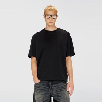 Diesel Relaxed cotton T-shirt with Oval D embroidery - T-Shirts - Man - Black