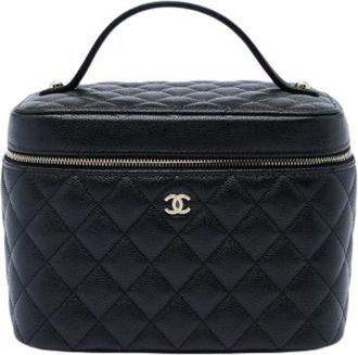 Chanel Pre-owned Vanity Bag - Dames - Vintage Handtas - Zwart - ONE Size - Leer - Vintage