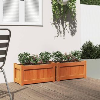 Berkfield Home Garden Planters 2 pcs Wax Brown Solid Wood Pine