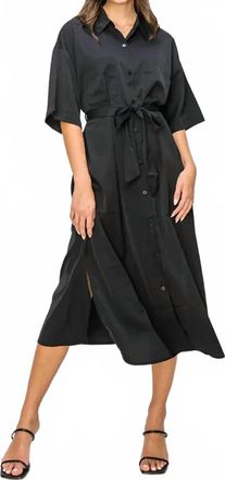 HYFVE Button-Down Belted Midi Shirt Dress In Black
