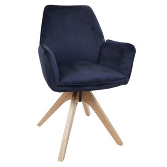 Hhg [nunca Usado] Silla De Comedor Hhg-384, Silla De Mesa De Comedor, Silla De Cocina, Silla Con Reposabrazos, Giratoria, Madera Y Terciopelo De 320 G/m&sup2;,