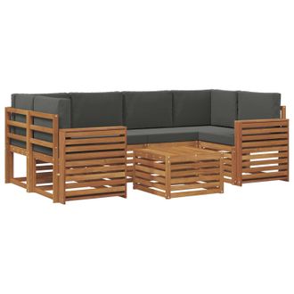 vidaXL Conjunto De Sof&aacute;s De Exterior 7 Pcs Natural Y Antracita Vidaxl