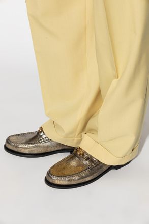 Versace Leather Loafers, Mens, Gold