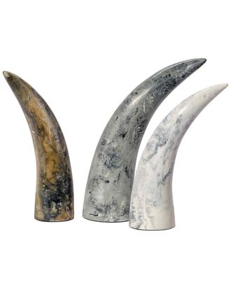 Jamie Young Co. Set Of 3 Variegated Horn Decorative Objects