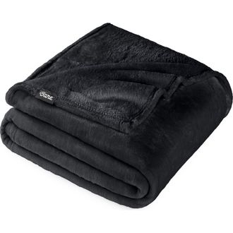 Bare Home Microplush Fleece Blanket in Black at Nordstrom, Size Full
