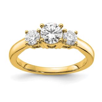 Diamond2Deal 14k Gold Lab Grown Diamond 3-Stone Band Ring 1Ct Clarity- VS Color- G-H