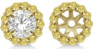 Allurez Round Yellow Diamond Earring Jackets for 5mm Studs 14K Y. Gold (0.50ct)
