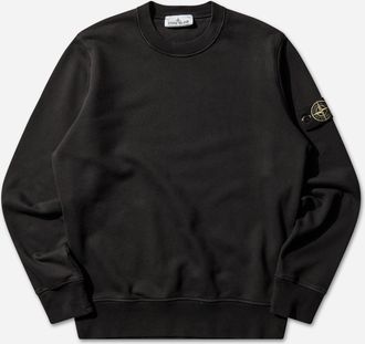 Stone Island Men s Organic Cotton Fleece Crewneck Sweatshirt Black