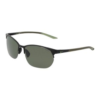 Nike Sunglasses Square Full Rim, Matte Black Frame And Green Lens Nikemodernmetalzoneniu3289X011