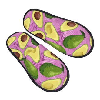 Generic House Slipper Avocado And Tropical Leaves Comfortable Ladies Slippers Soft Non-Slip Spa Slippers Ladies Indoor M