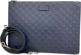Gucci Navy Leather Shoulder Bag (Pre-Owned)