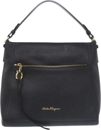 Ferragamo Pre-owned Shoulder Bags, female, Black, Size: ONE SIZE Pre-owned Leather Shoulder Bag