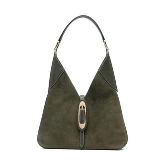 Michael Kors Tassen, Dames, Groen, ONE Size, Leer, Groene leren schoudertas Chic stijl