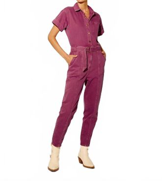 Kivari Thalia Button-Through Front Boilersuit In Burgundy