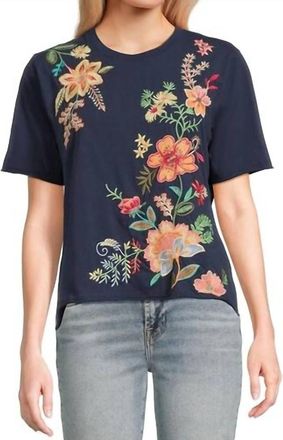 Johnny Was Womens Raw Seam Tee Plus In Ishani Blue Night (Blue)