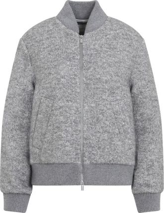 PESERICO Grey Textured Mock Collar Jacket