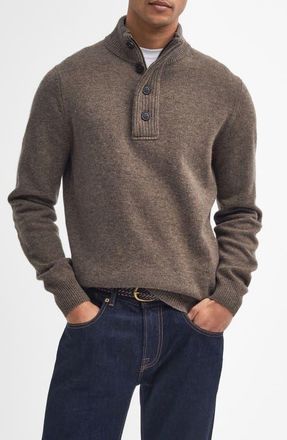 Barbour Patch Wool Quarter Zip Pullover in Dark Stone at Nordstrom, Size Medium