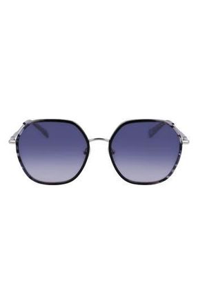 Longchamp Roseau 58mm Gradient Rectangular Sunglasses in Silver/black Camou at Nordstrom Rack