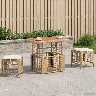 vidaXL Vidaxl Set Da Pranzo Per Giardino 3 Pz Naturale E Bianco