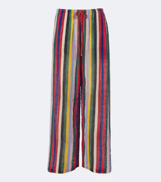 Staud Mateo striped cotton wide-leg pants