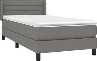 vidaXL Cama Box Spring Con Colch&oacute;n Tela Gris Oscuro 100x200 Cm Vidaxl