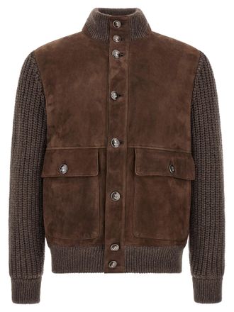 Brunello Cucinelli Brown Lamb Leather Leather Mens Jacket