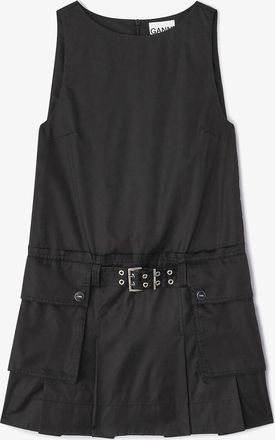 Ganni Duchesse Nylon Mini Dress - Size 8/10 Black