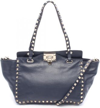 Valentino Navy Leather Tote Bag (Pre-Owned)