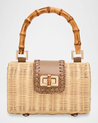 BTB Los Angeles Brandi Woven Rattan Top-Handle Bag