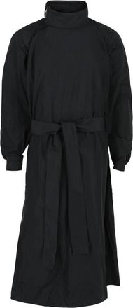 Ferragamo Mens Asymmetrical Zip-Detail Belted Trench Coat In Black Red