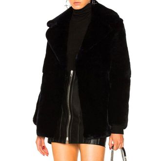 Alberta Ferretti Womens Blue Rabbit Fur Coat Clothing