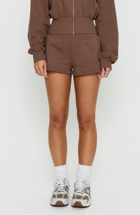Princess Polly Daybreak Rib Waist Shorts in Cocoa at Nordstrom, Size 12