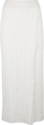 Eleventy Gebreide midi rok - Dames - Midirokken - Beige - XS - Wol - Rokken
