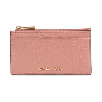 Michael Kors Accessoires, Dames, Roze, ONE Size, Leer, Jet Set Kleine Kaartmap van Gekorreld Leer