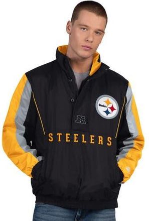 Starter Mens Starter Black Pittsburgh Steelers Thursday Night Gridiron Half-Zip Jacket at Nordstrom, Size Xx-Large