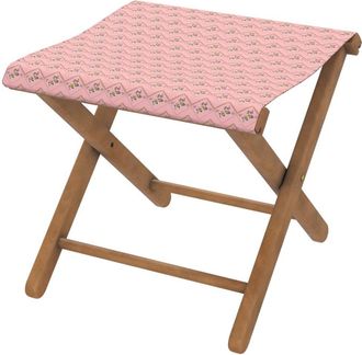 Vent de Boh&egrave;me Taburete plegable de haya y tela outdoor dise&ntilde;o vintage rosa