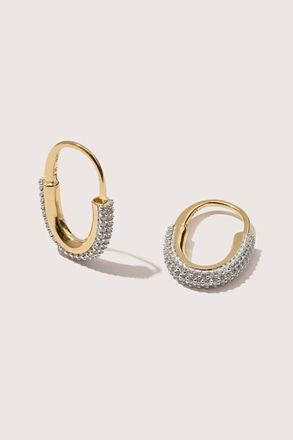 Otiumberg 14kt Gold Vermeil Roscida Pave Oval Hoops in Yellow Toned Gold at Nordstrom