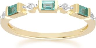 Gemondo Classic Baguette Emerald & Diamond Eternity Ring in 9ct Yellow Gold