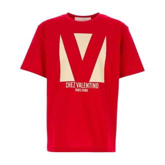 Valentino Garavani T-Shirts, male, Red, Size: L Chez Valentino T-Shirt