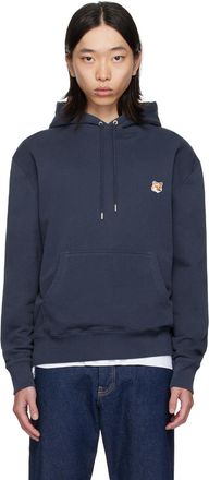 Maison Kitsuné Hoodies, male, Blue, Size: L Cotton Hoodie