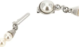 Alessandra Rich Pearl and Crystal Strand Necklace - White