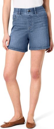 Spanx Pull-On High Waist Mid Thigh Denim Shorts in Vintage Indigo at Nordstrom, Size X-Small