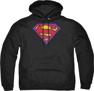 Gildan Superman Neon Distress Logo Adult Pull Over Hoodie / Hooded Sweatshirt