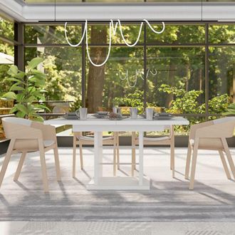 Dmora Mesa Extensible Lirega, 8 Plazas, Extensible, Mecanismo De Extensi&oacute;n Central, 150x90x77h Cm Blanco