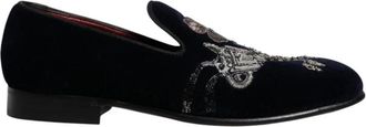 Dolce & Gabbana Fluwelen Bloemen Loafers - Heren - Loafers - Zwart - 41 EU - Schoenen